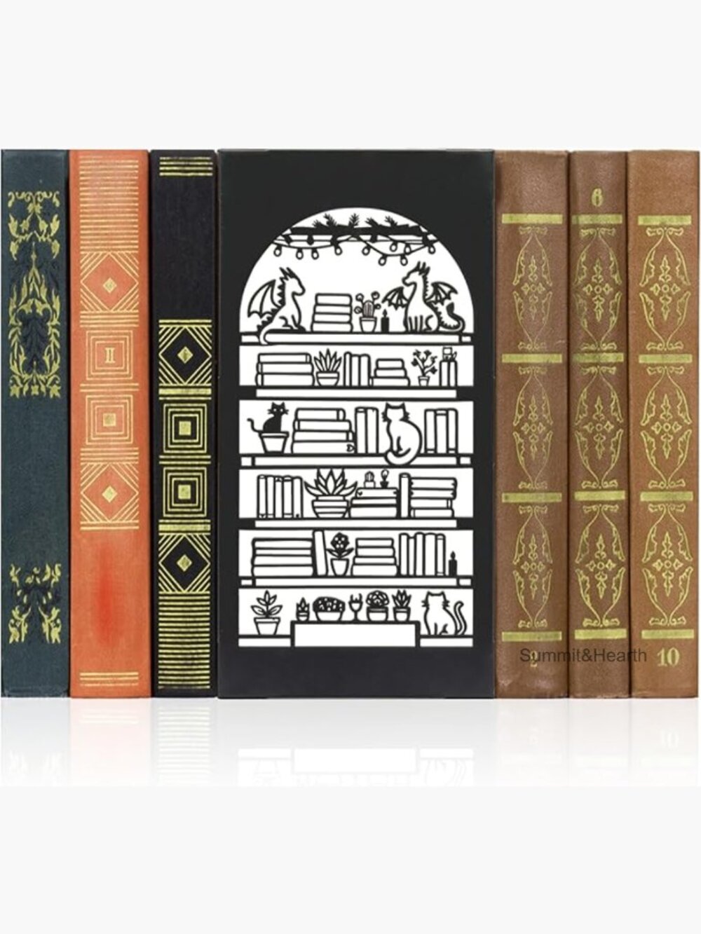 Metal Dragon Fantasy Book Nook Bookend 4.7x2.3x9.5 Inches